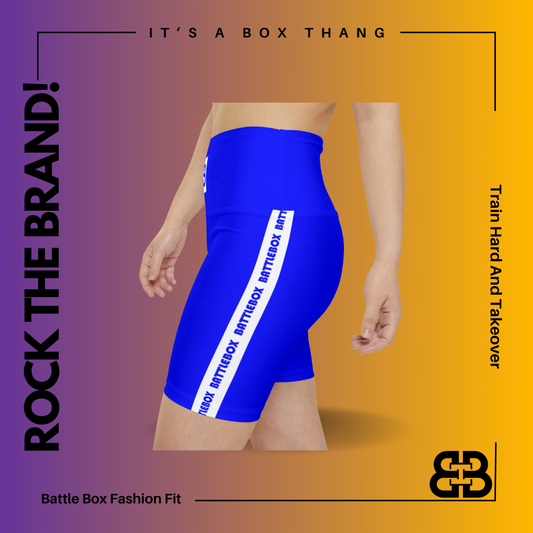 Battle Box Blue Women's Workout Shorts-T1