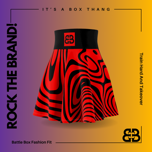 Battle Box High Waist Swirl Women's Skater Skirt-HW