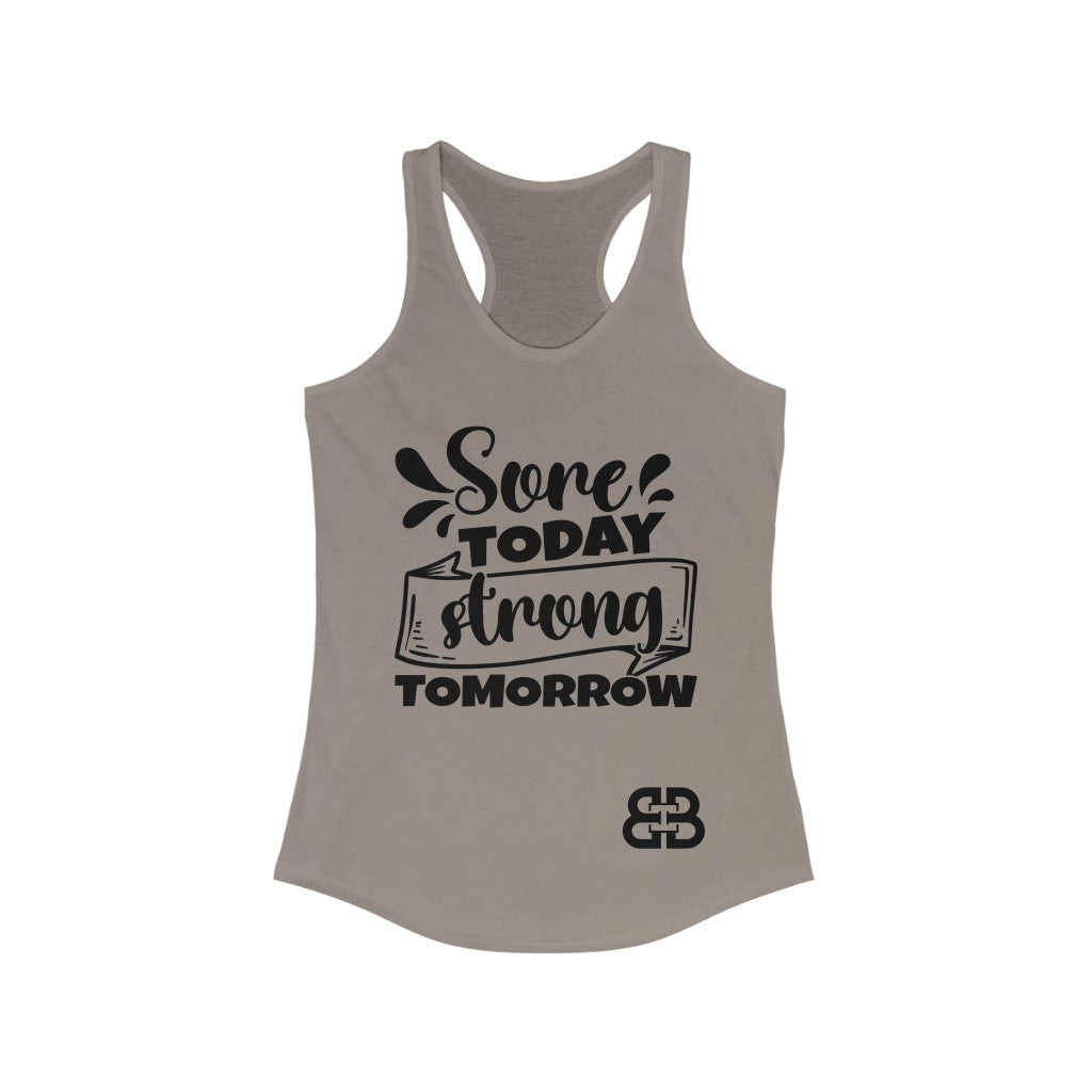 Women's Sore Today Strong Tomorrow Battle Box Racerback Tank -2A