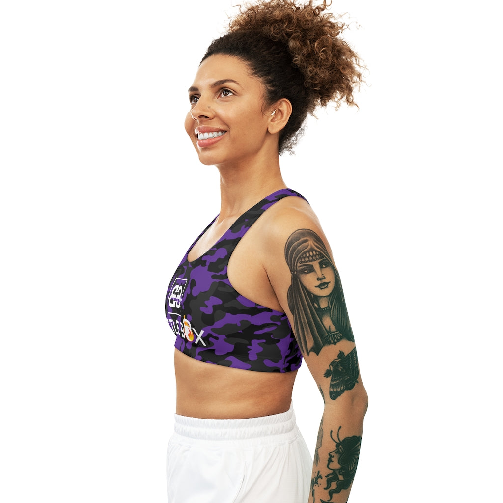 Purple Black Camo Seamless Sports Bra -1A