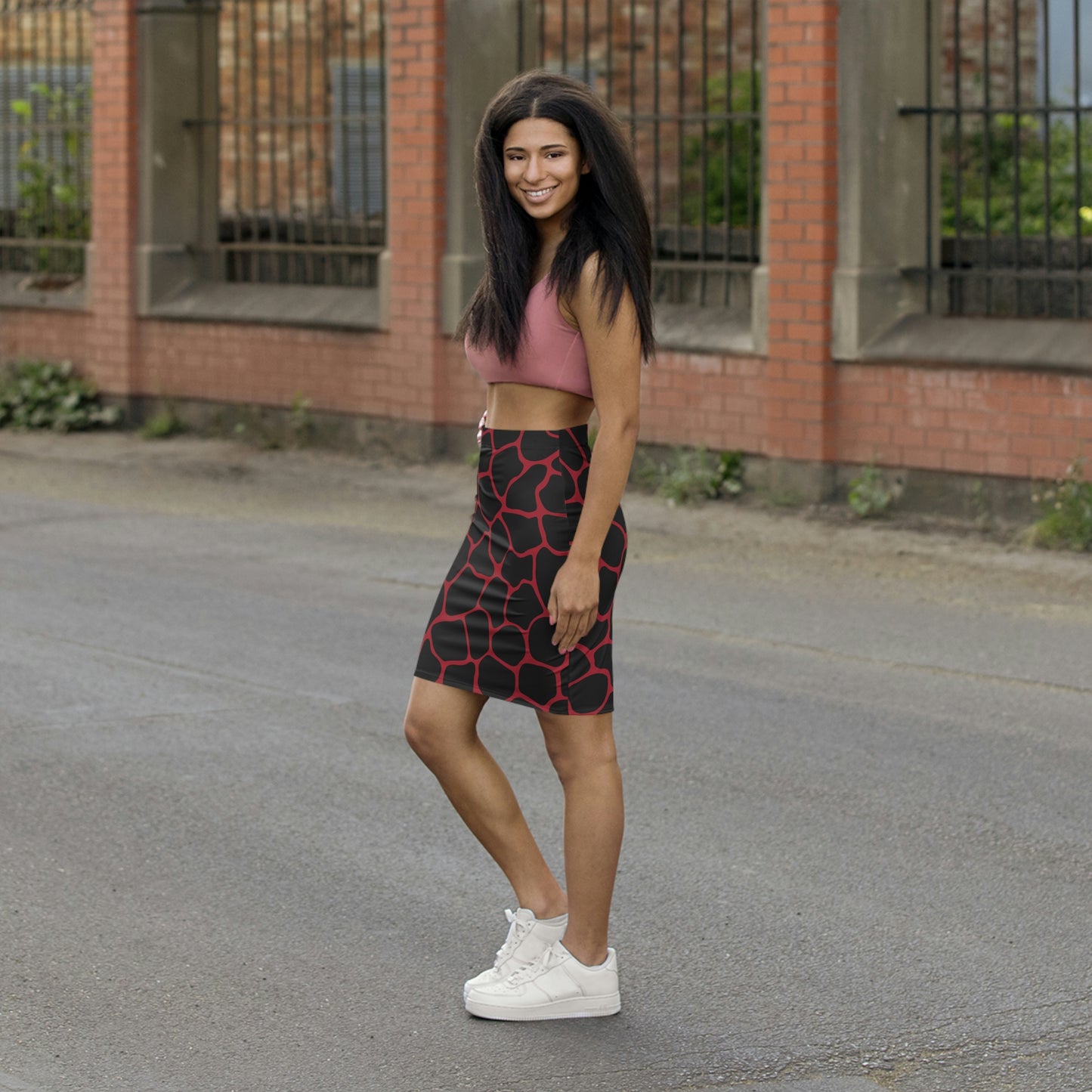 Battle Box Women's Black Red Cobble Mini Skirt-U6