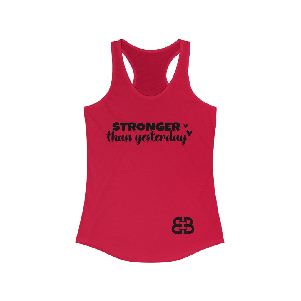 Women's Stronger Than Yesterday Battle Box Racerback Tank -2A