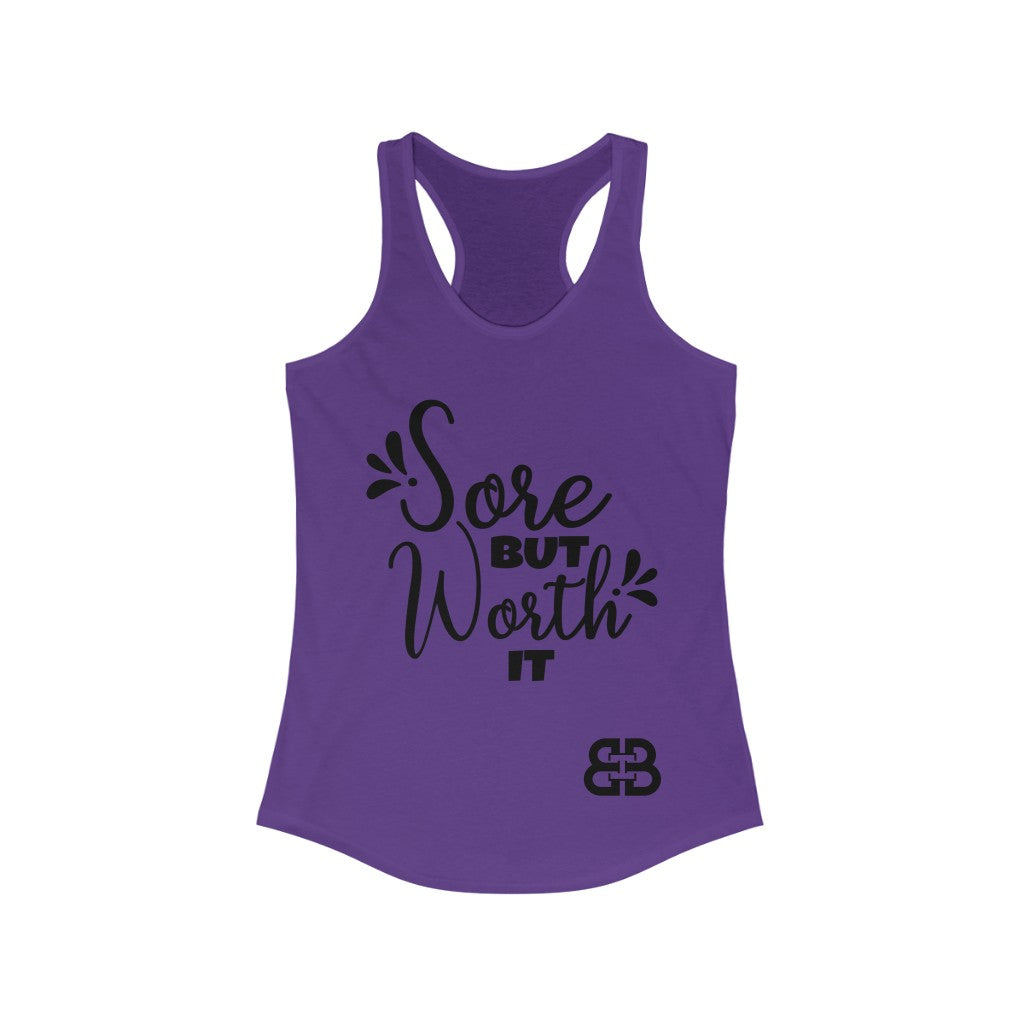 Women's Sore But Worth It Battle Box Racerback Tank -2A