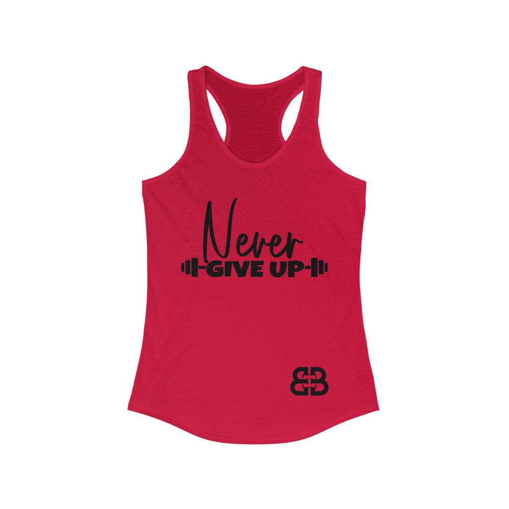 Women's Never Give Up Body Battle Box Racerback Tank -2A