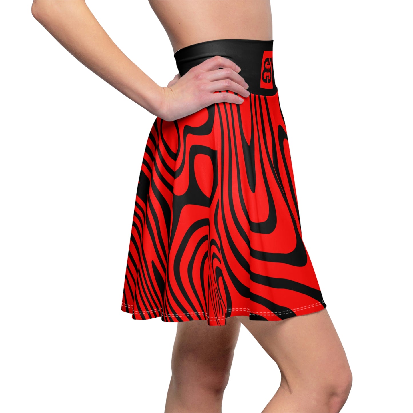 Battle Box High Waist Swirl Women's Skater Skirt-HW
