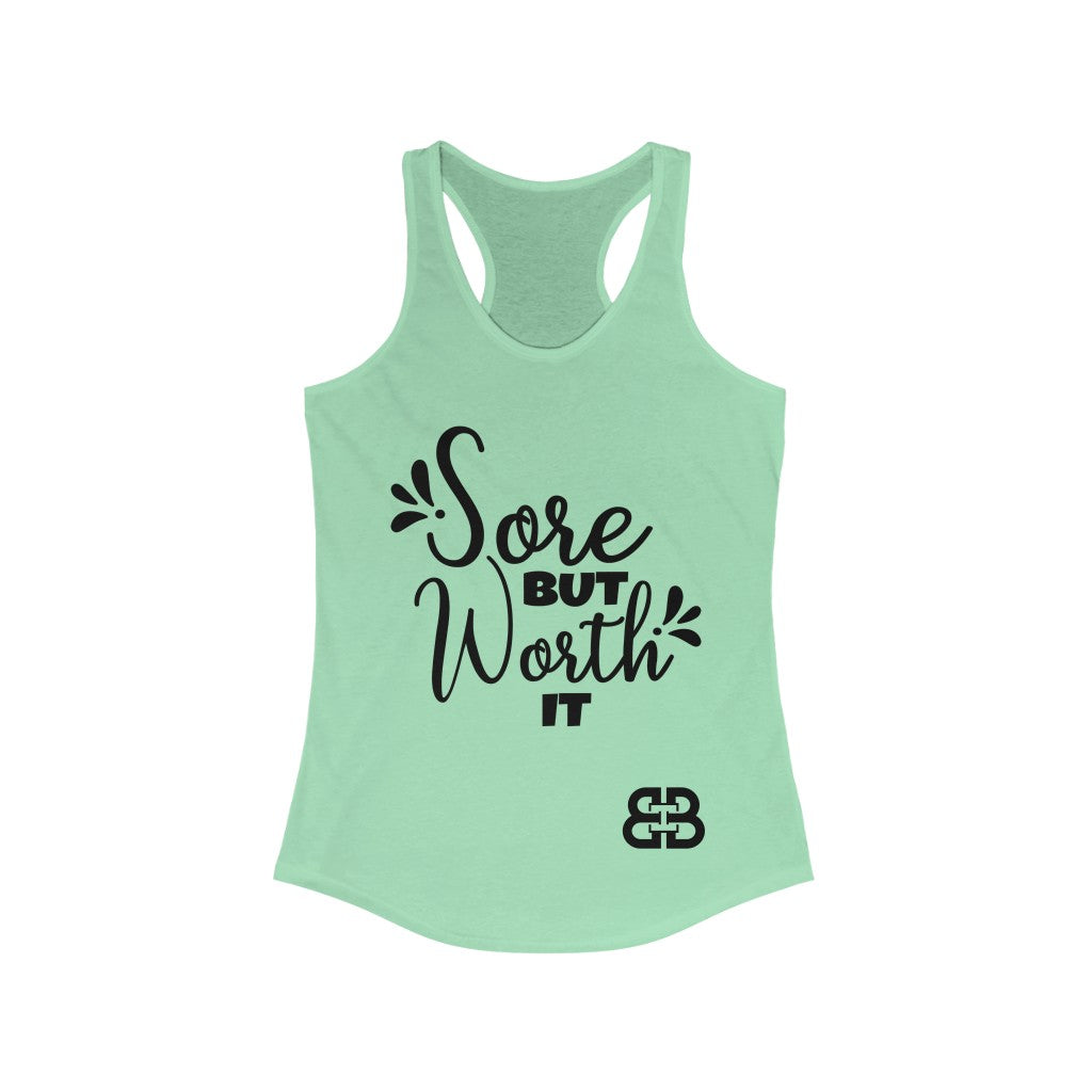 Women's Sore But Worth It Battle Box Racerback Tank -2A