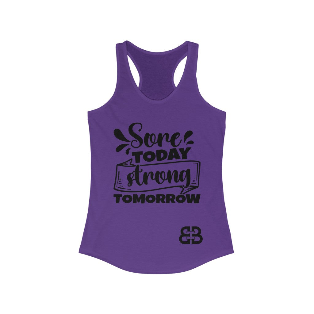 Women's Sore Today Strong Tomorrow Battle Box Racerback Tank -2A