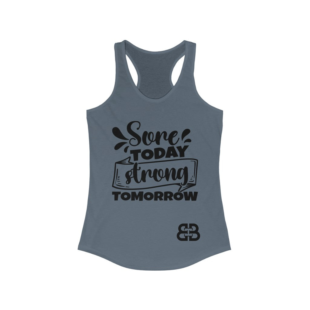Women's Sore Today Strong Tomorrow Battle Box Racerback Tank -2A