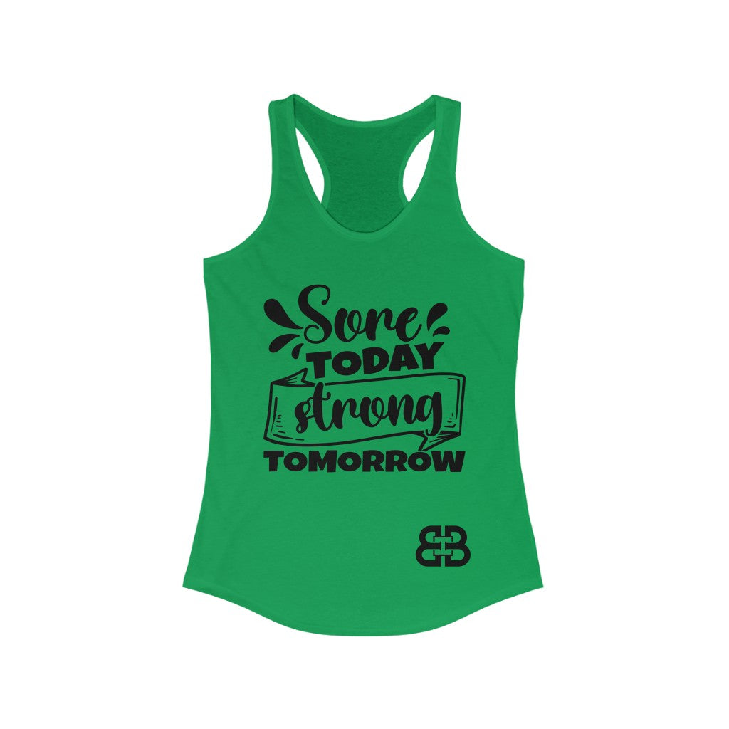 Women's Sore Today Strong Tomorrow Battle Box Racerback Tank -2A