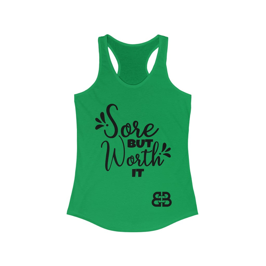 Women's Sore But Worth It Battle Box Racerback Tank -2A
