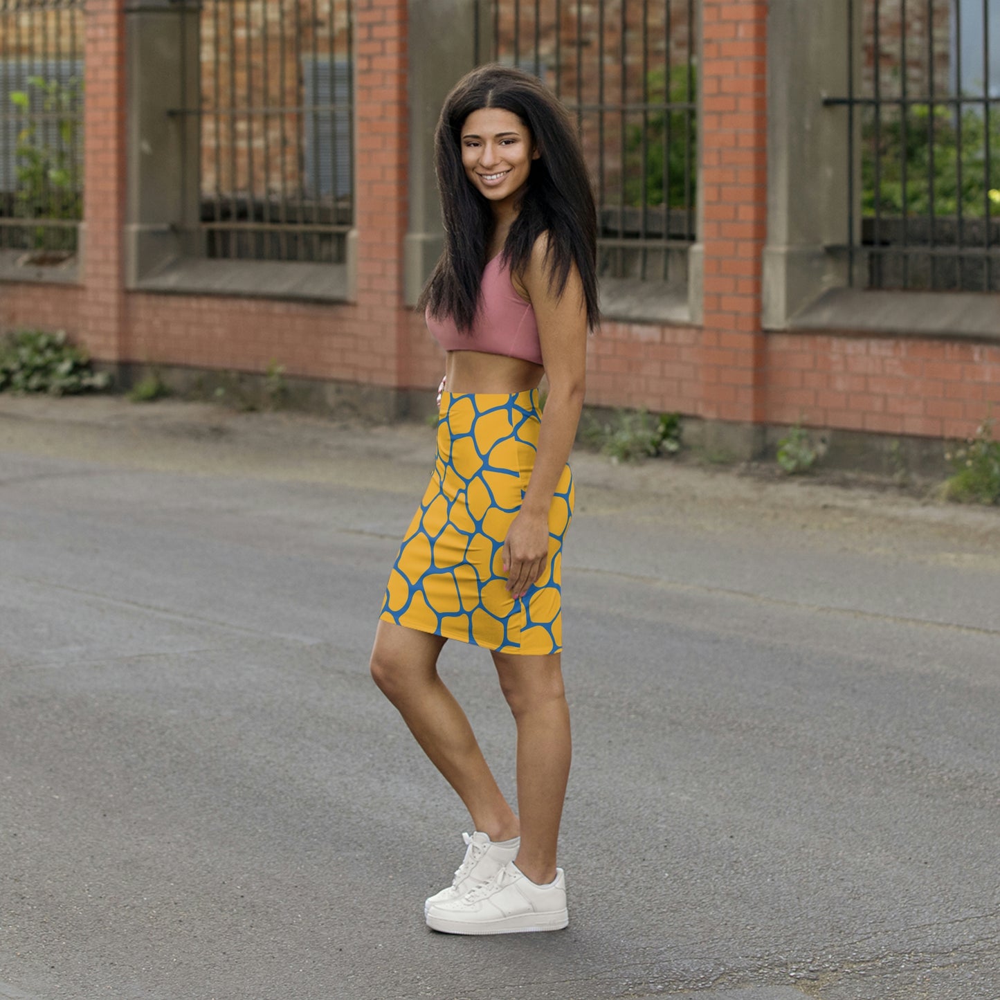 Battle Box Women's Blue Gold Cobble Mini Skirt-U6