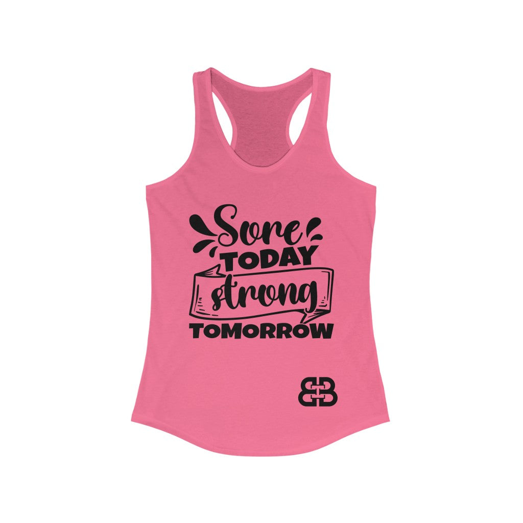 Women's Sore Today Strong Tomorrow Battle Box Racerback Tank -2A