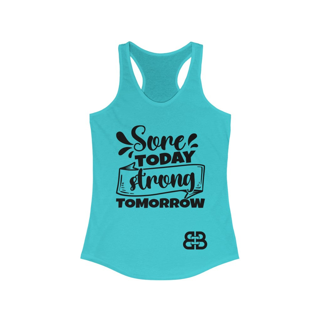 Women's Sore Today Strong Tomorrow Battle Box Racerback Tank -2A