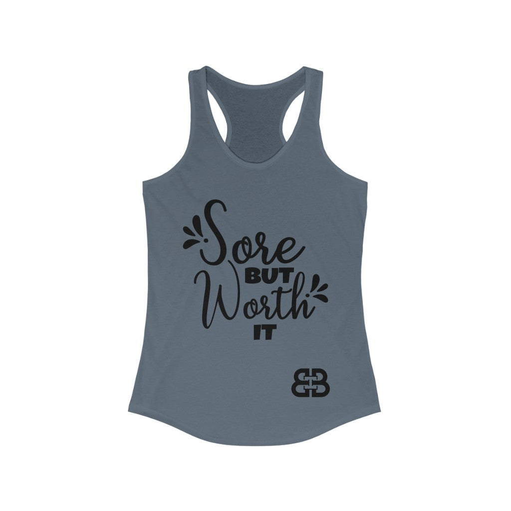Women's Sore But Worth It Battle Box Racerback Tank -2A
