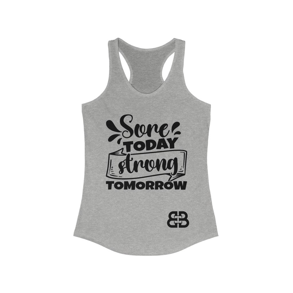 Women's Sore Today Strong Tomorrow Battle Box Racerback Tank -2A
