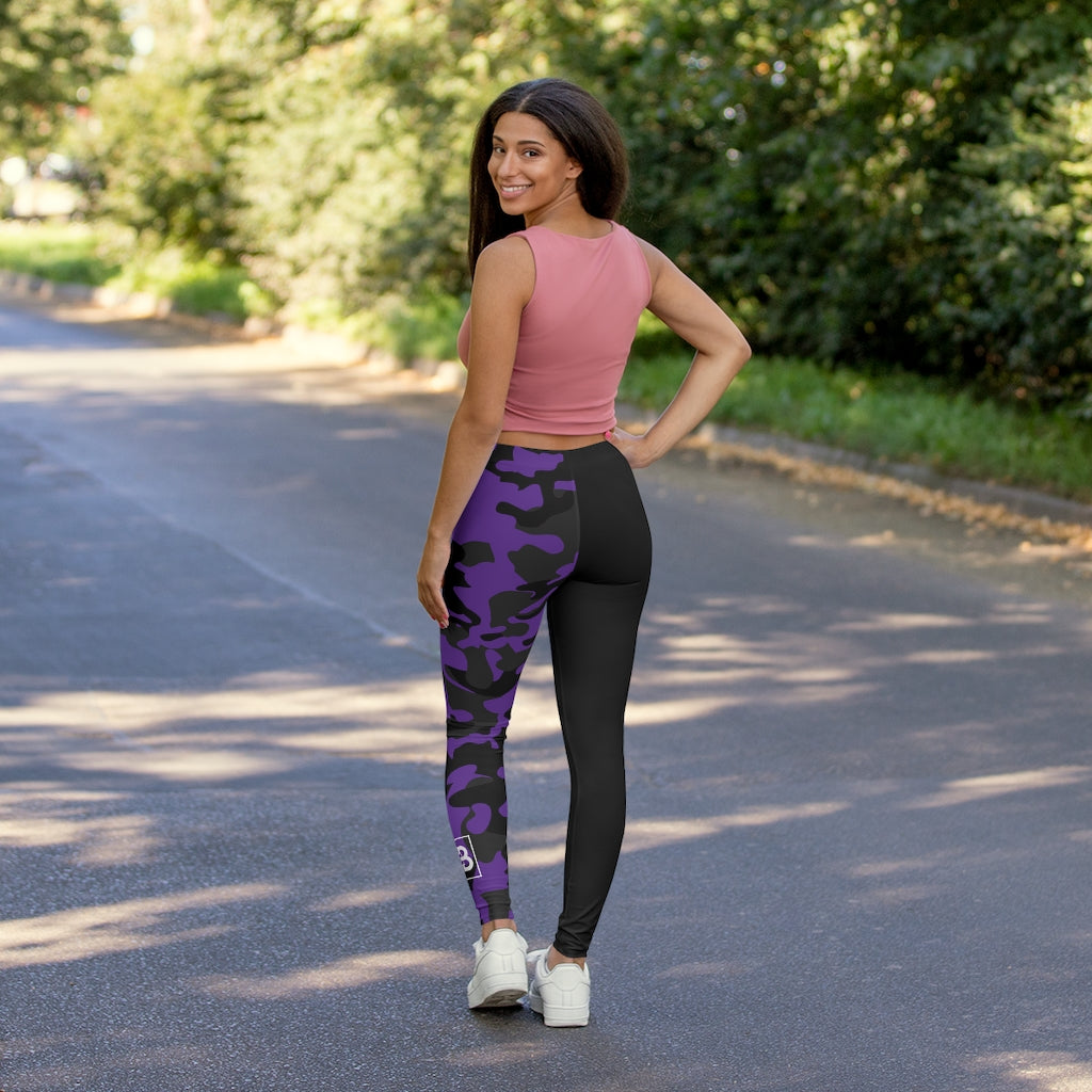 Black Camo Purple Spandex Leggings -1A