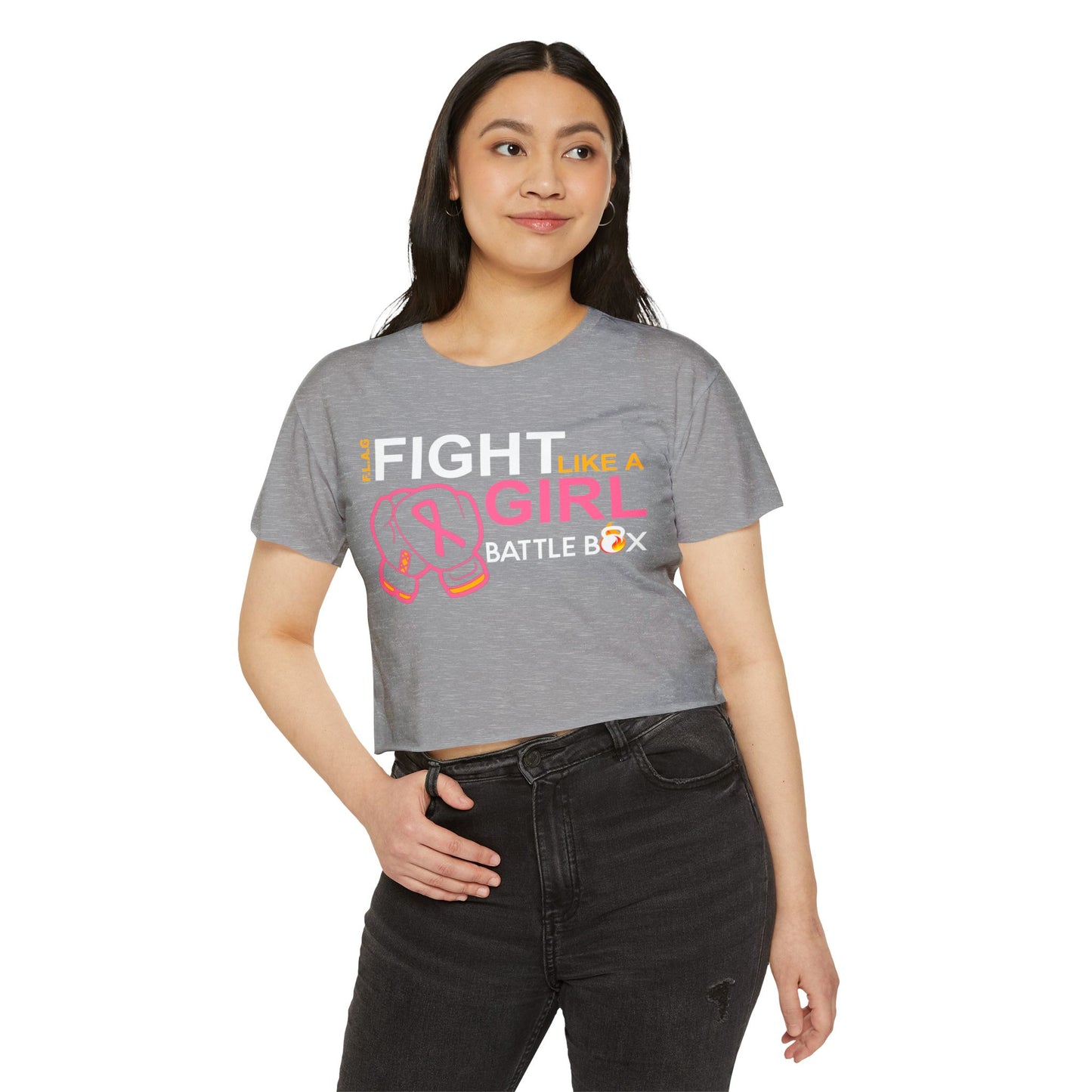 Fight Like Girl Crop Top - Breast Cancer Awareness
