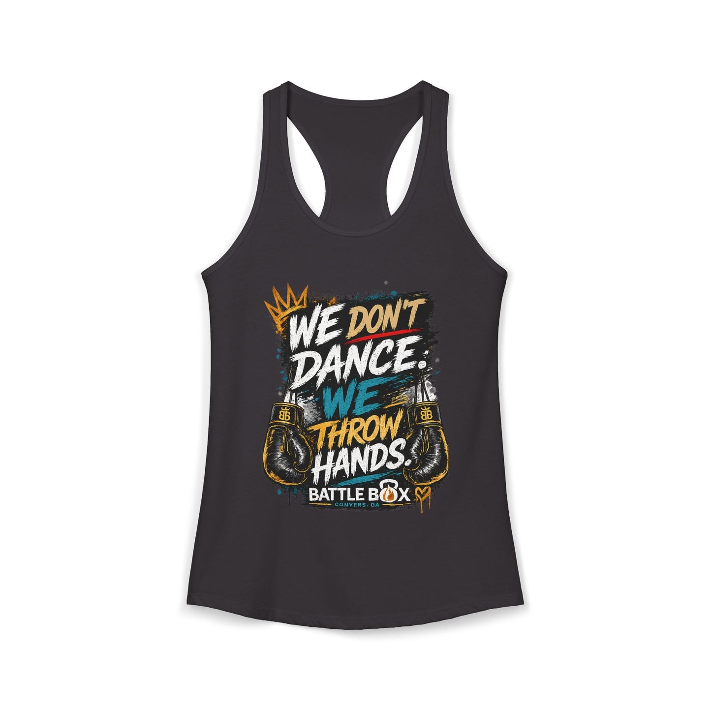 We Throw Hands Battle Box Women's Racerback Tank