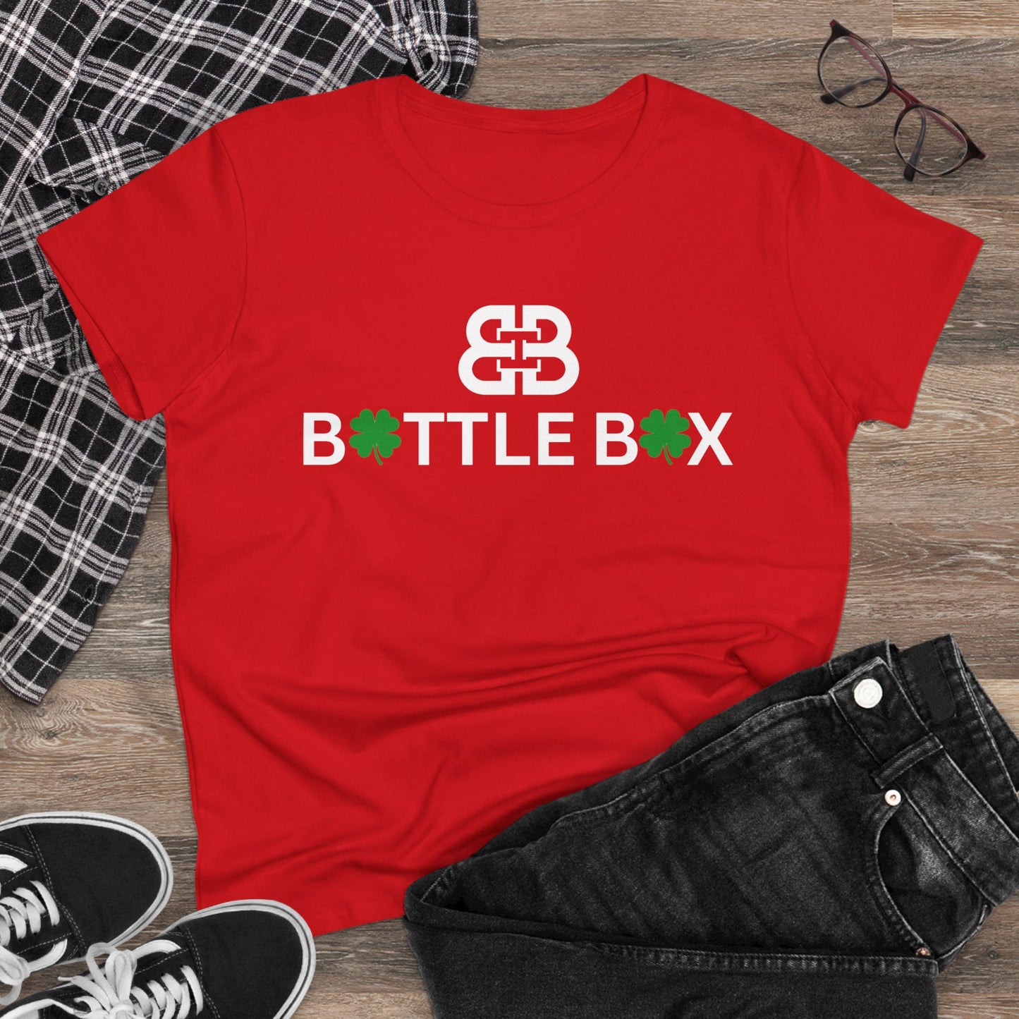 Battle Box Lucky Clover Women's Cotton Tee - Perfect for St. Patrick's Day