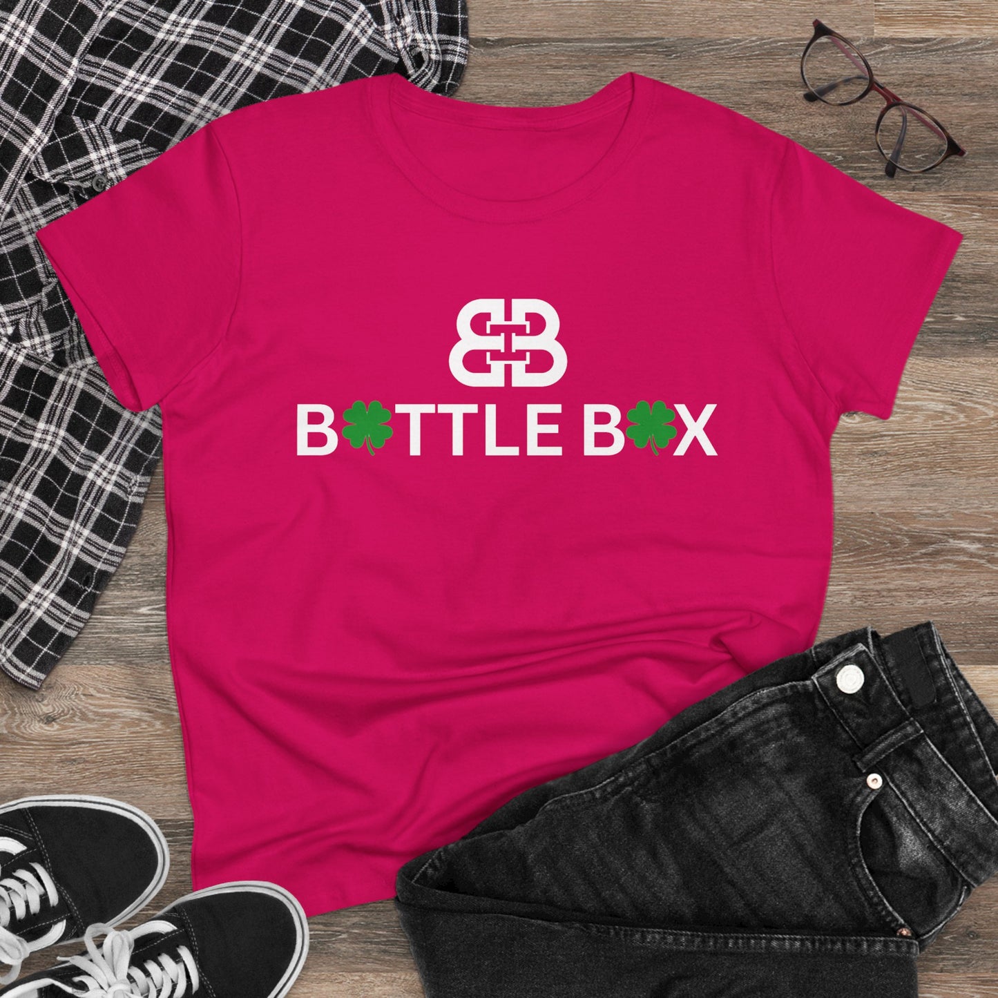 Battle Box Lucky Clover Women's Cotton Tee - Perfect for St. Patrick's Day