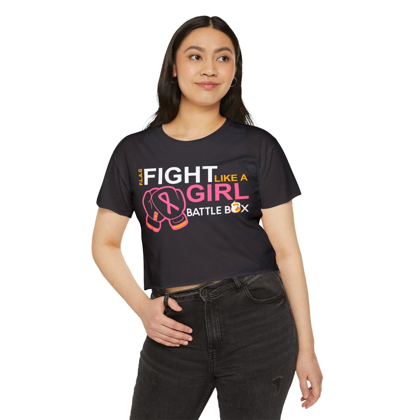 Fight Like Girl Crop Top - Breast Cancer Awareness