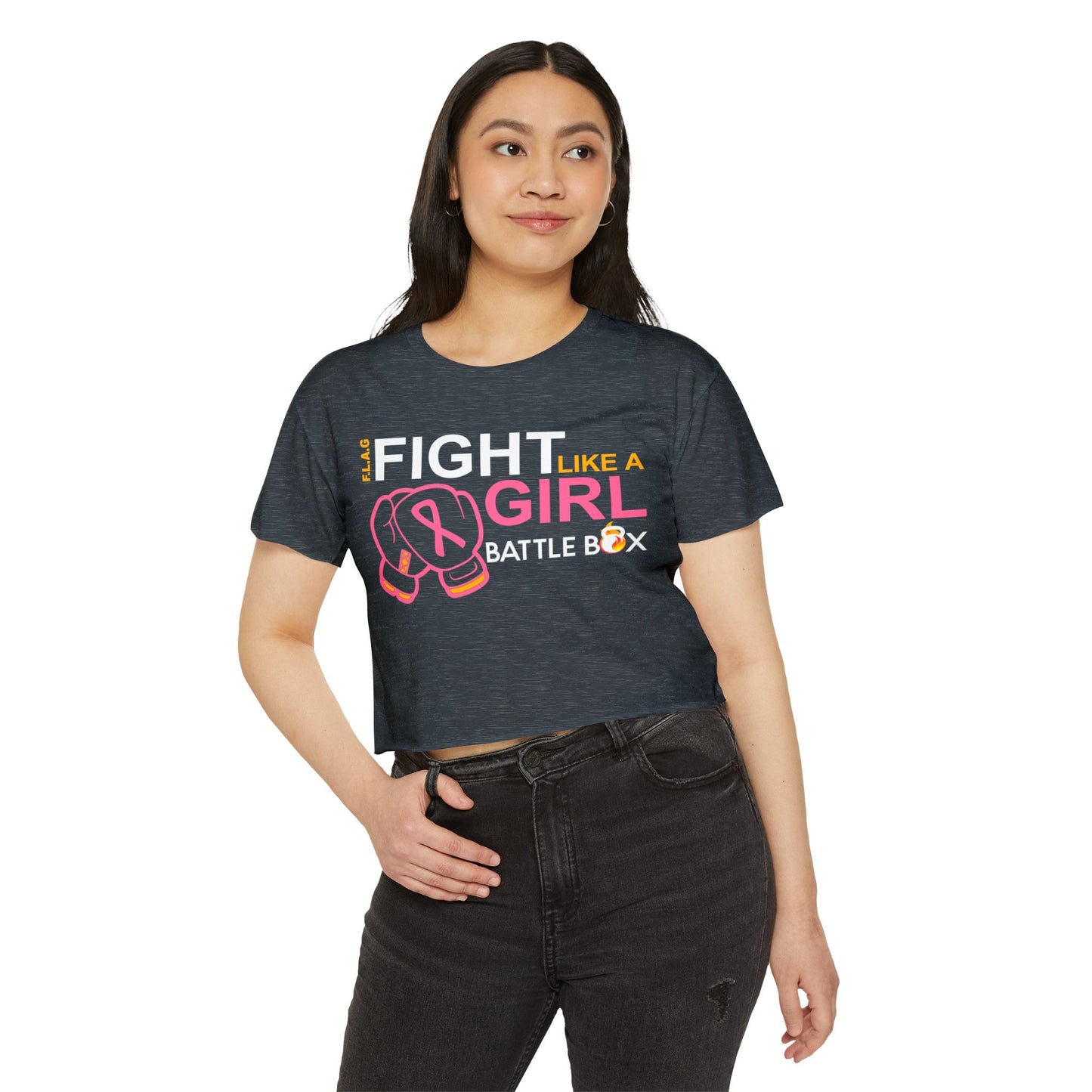 Fight Like Girl Crop Top - Breast Cancer Awareness