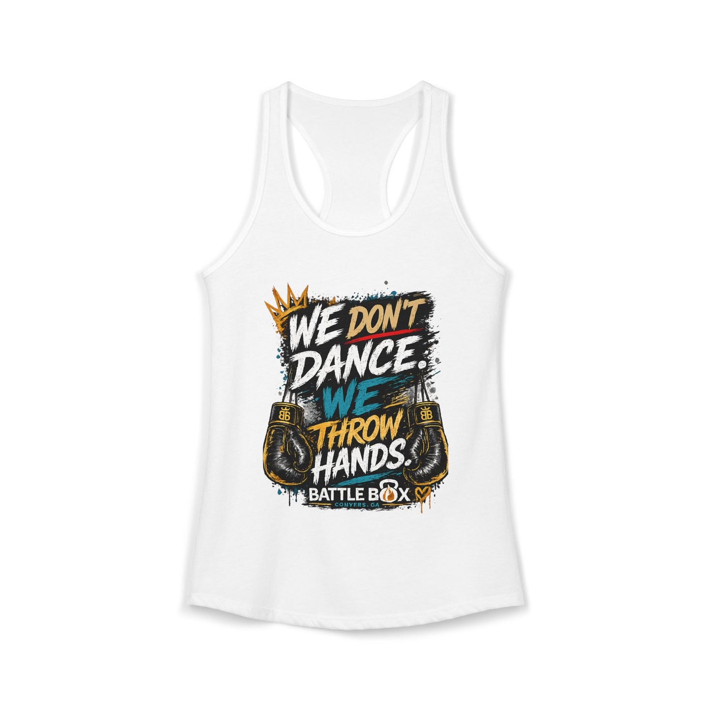 We Throw Hands Battle Box Women's Racerback Tank