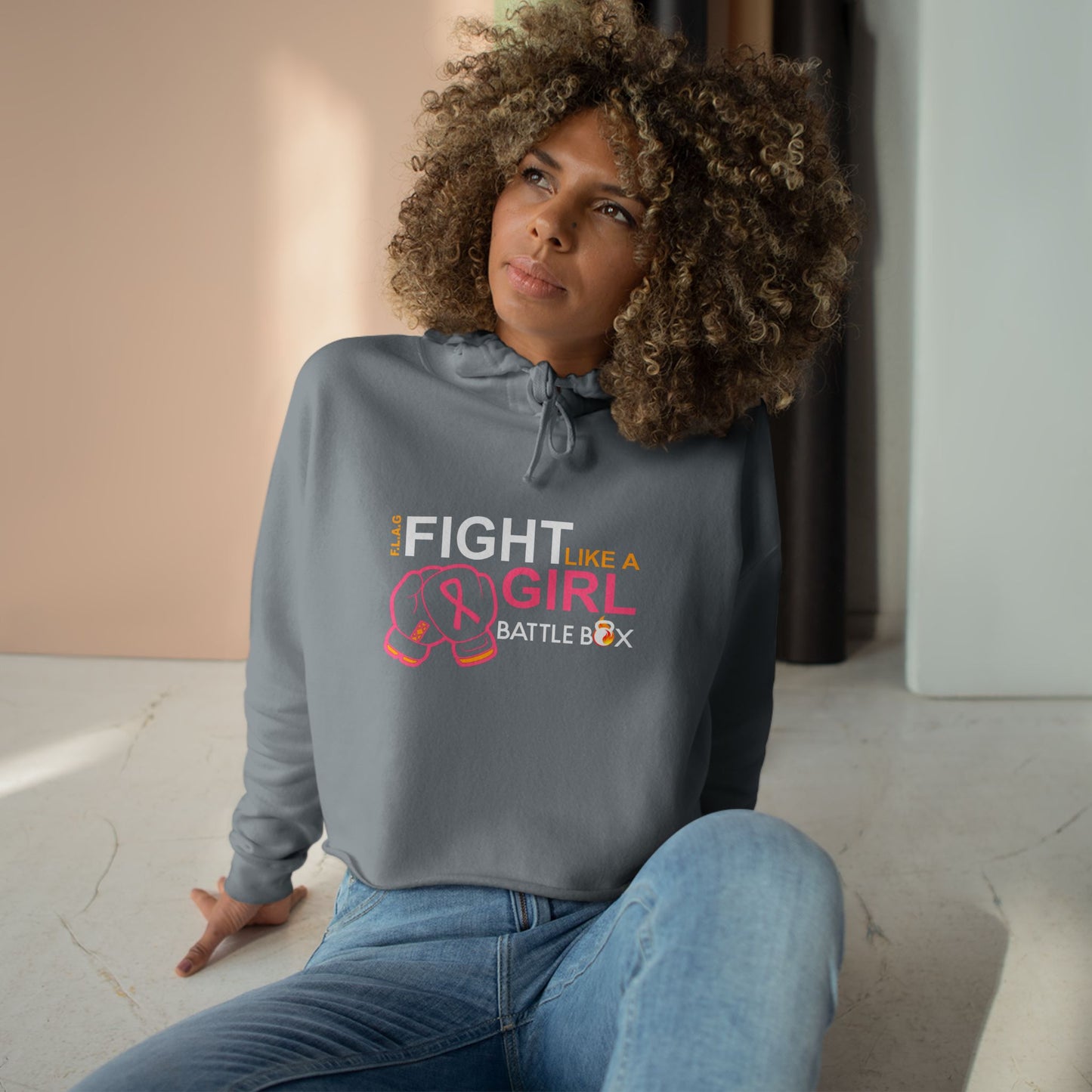 Fight Like A Girl Crop Hoodie