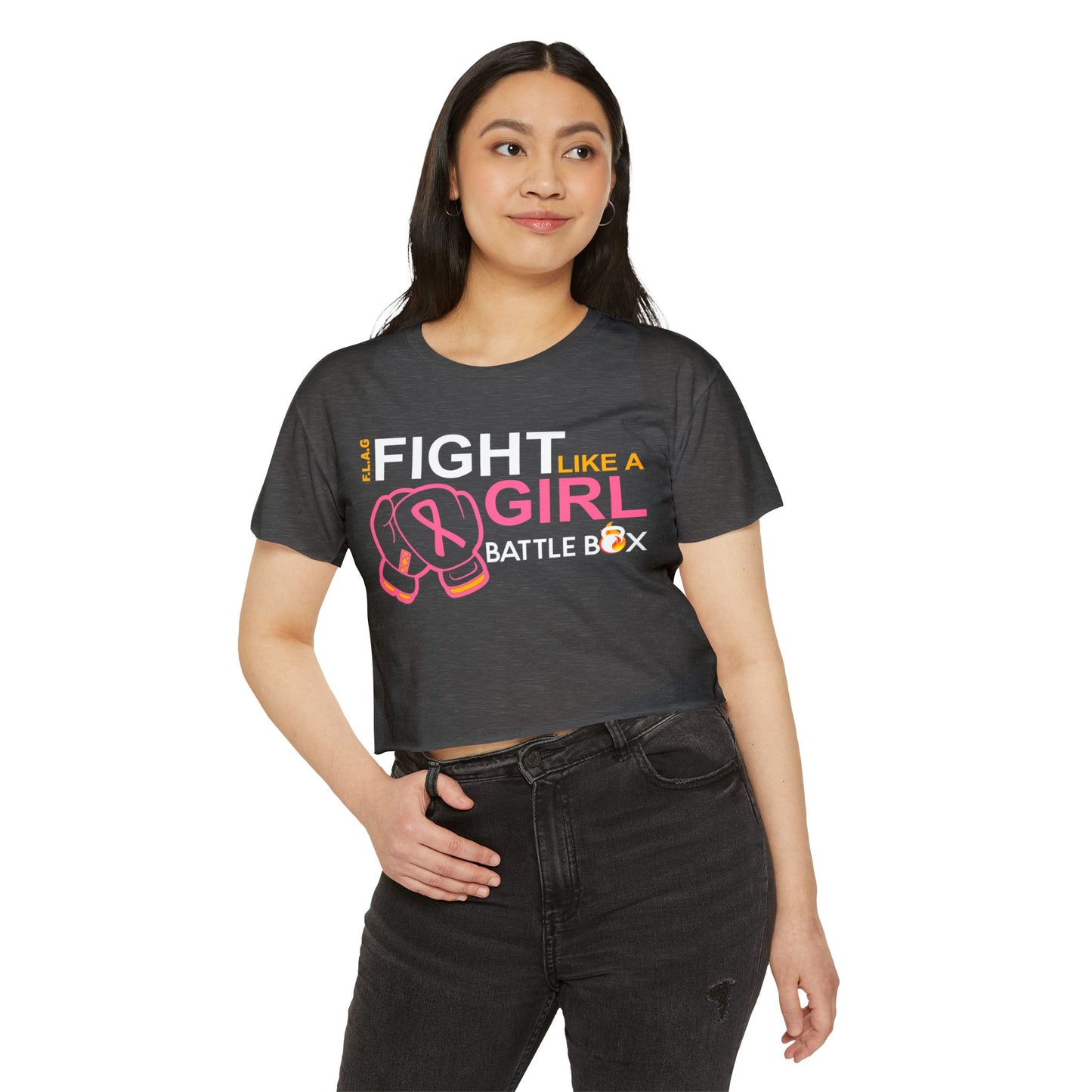 Fight Like Girl Crop Top - Breast Cancer Awareness