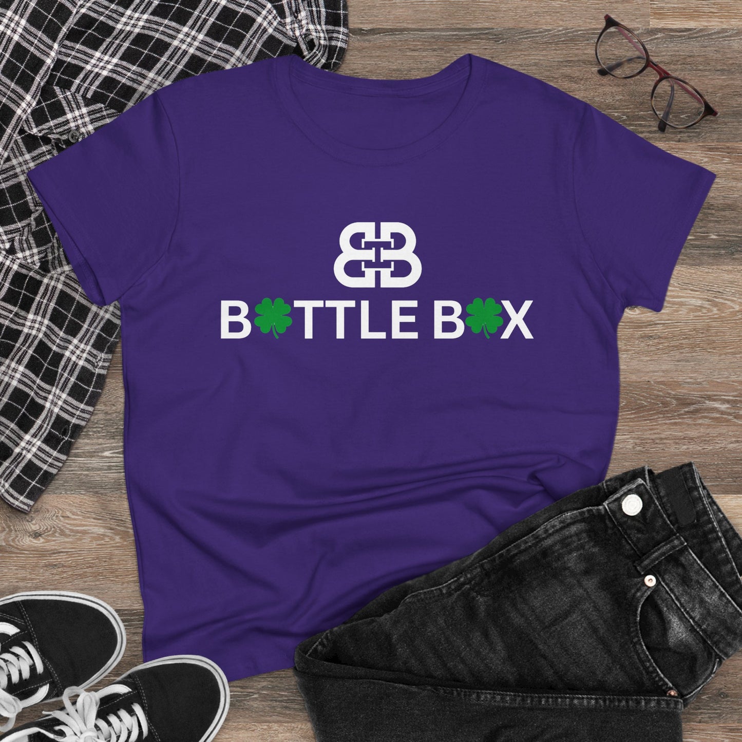 Battle Box Lucky Clover Women's Cotton Tee - Perfect for St. Patrick's Day