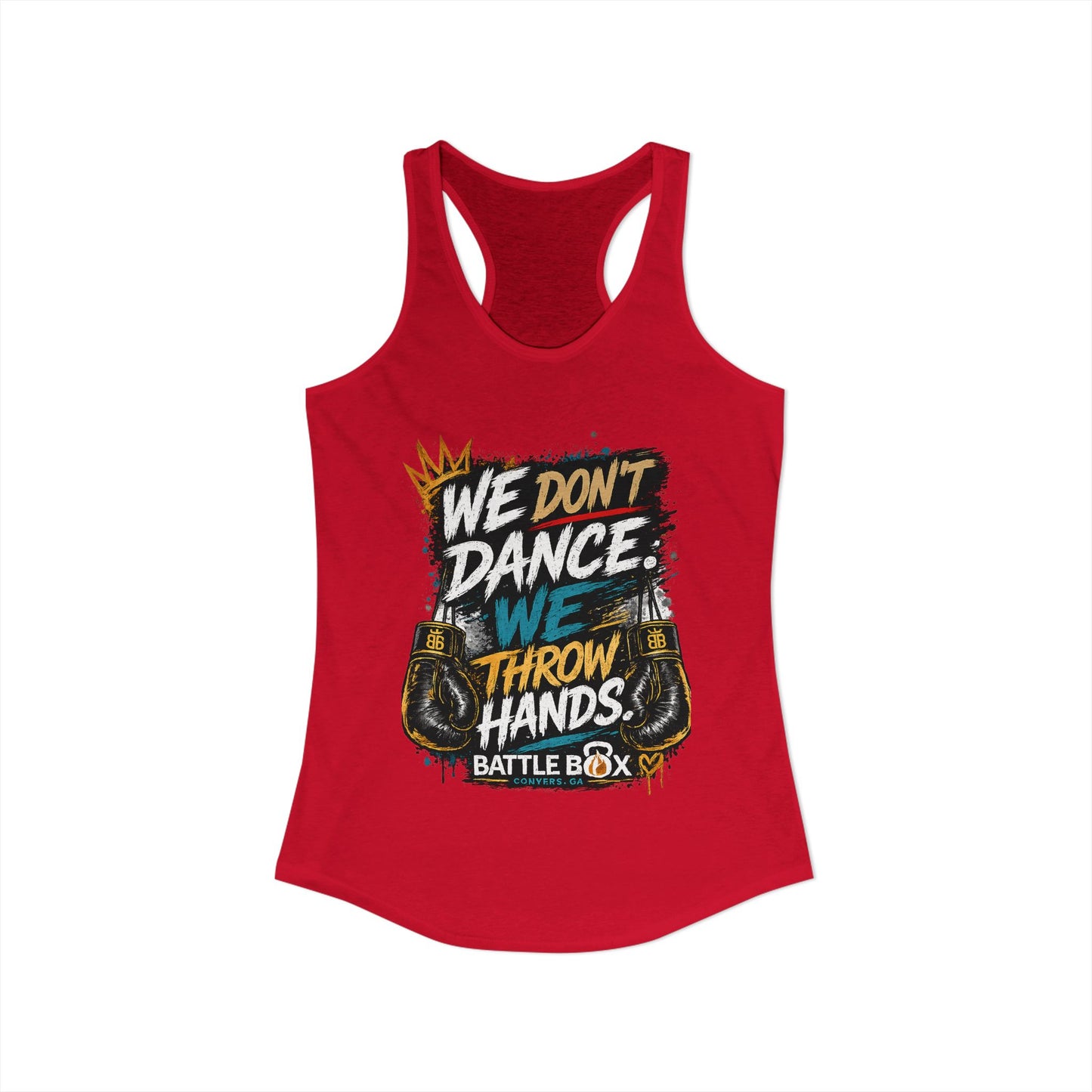 We Throw Hands Battle Box Women's Racerback Tank