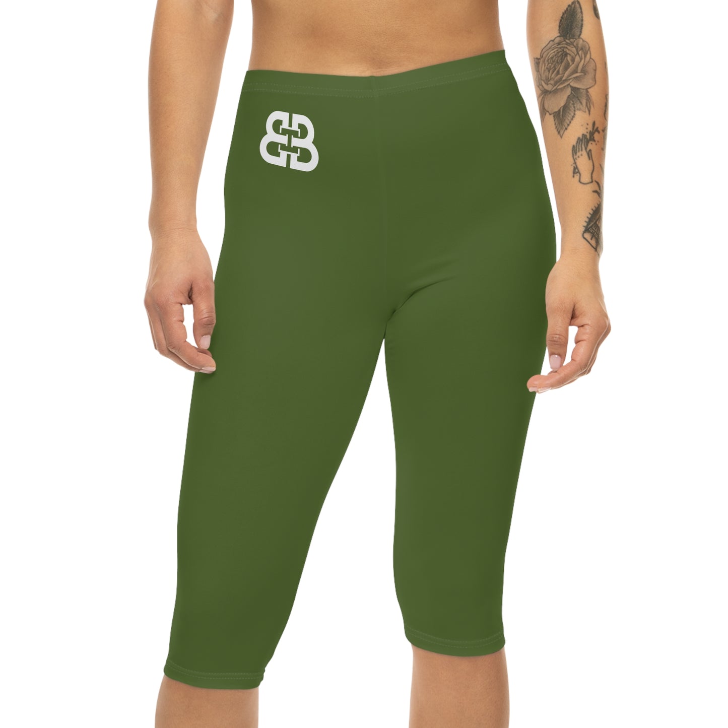 Battle Box [BB] Women's Green Capri Leggings