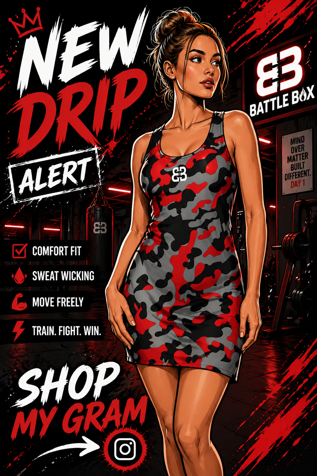 Battle Box Camo Tunic Racerback Top-TT