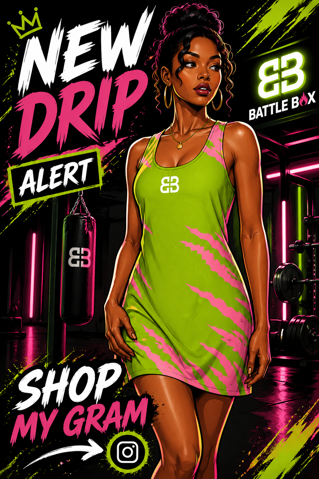 Battle Box Pink Tunic Racerback Top-TT