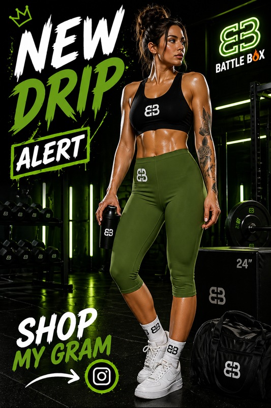 Battle Box [BB] Women's Green Capri Leggings