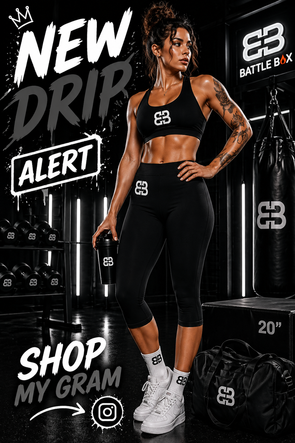Battle Box [BB] Women's Black Capri Leggings