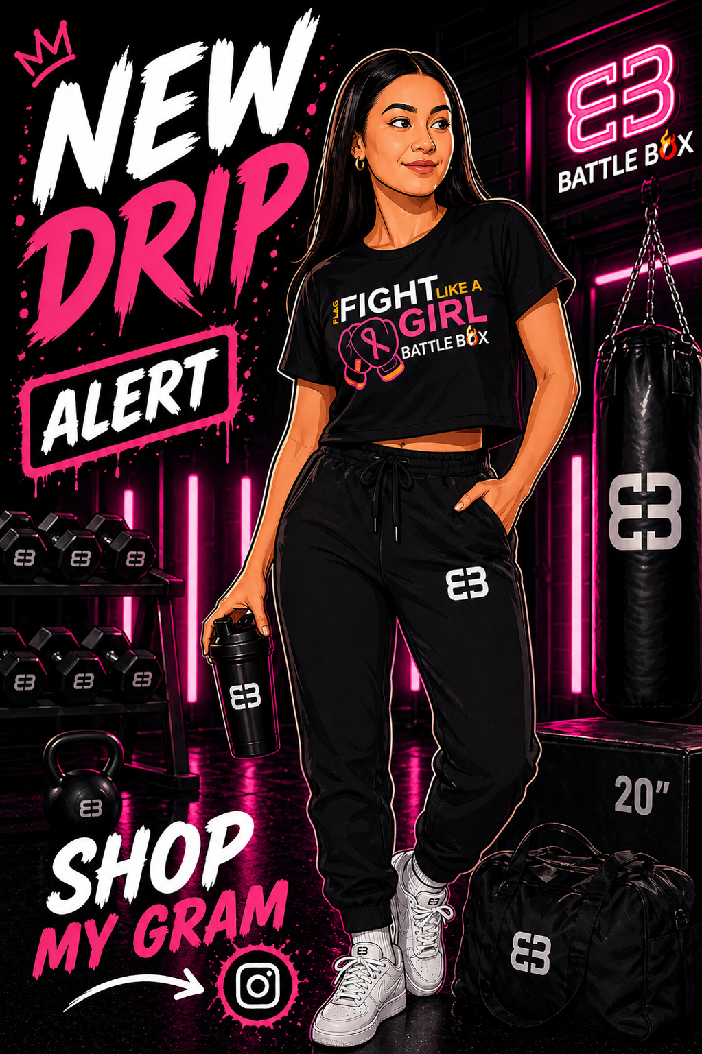 Fight Like Girl Crop Top - Breast Cancer Awareness