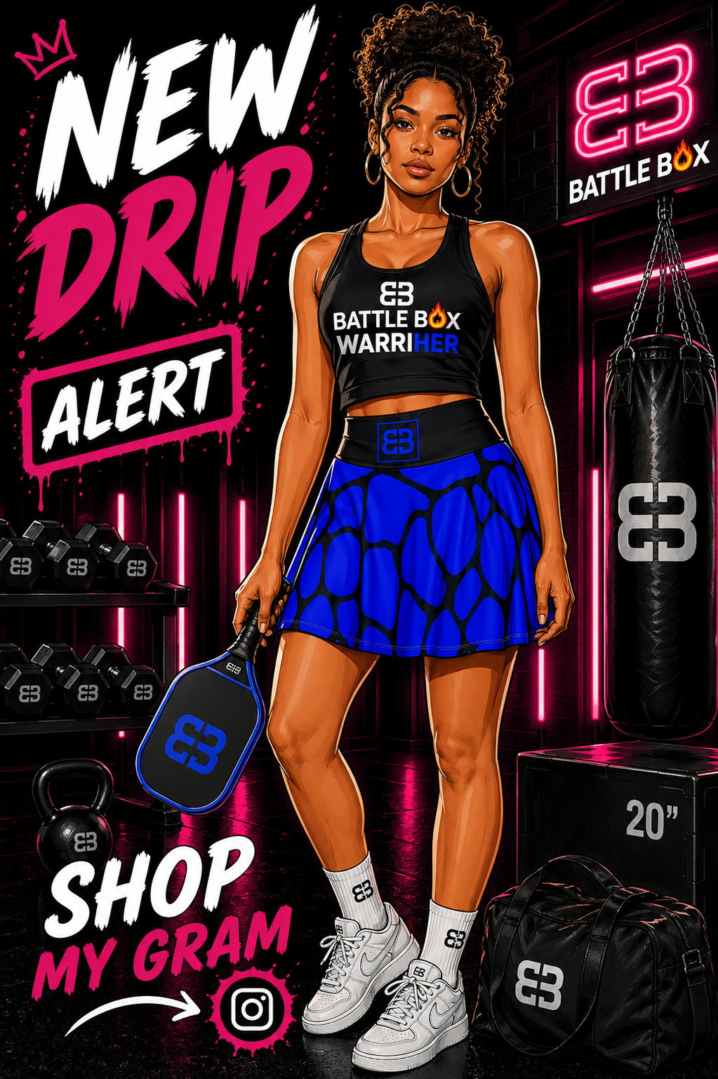 Battle Box High Waist Women's Skater Skirt-HW