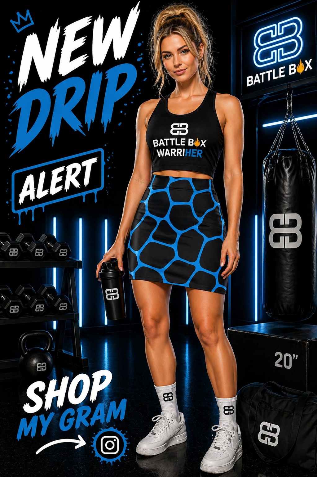 Battle Box Women's Blue Teal Cobble Mini Skirt-U6