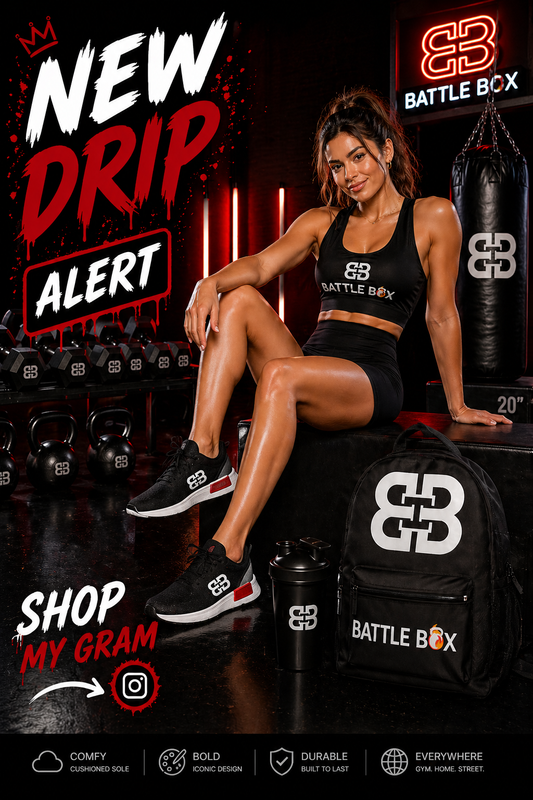 Battle Box Gym Fitness Black Train Hard Backpack
