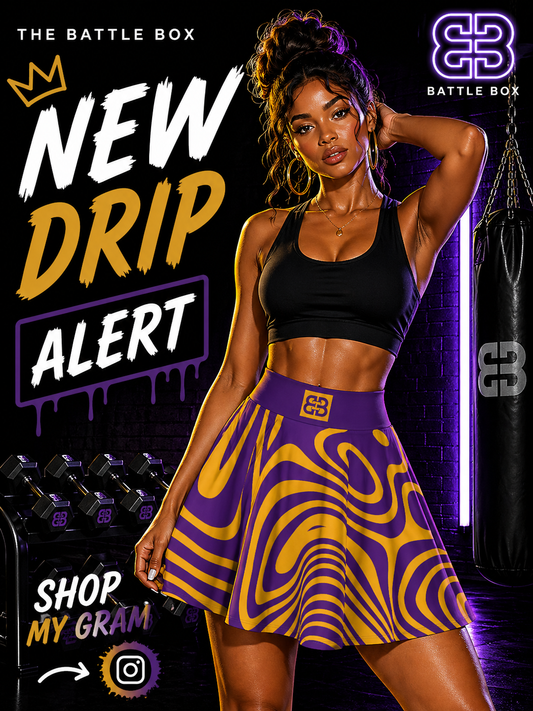 Battle Box High Waist Swirl Women's Skater Skirt-HW