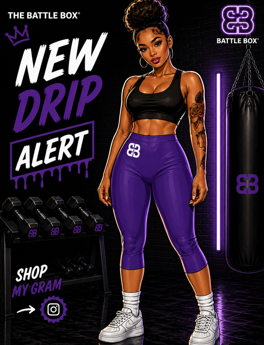 Battle Box [BB] Women's Purple Capri Leggings