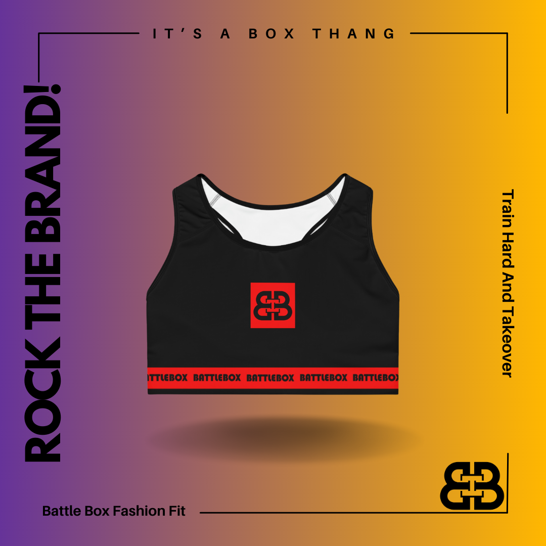 Battle Box Black/Red Sports Bra-T7