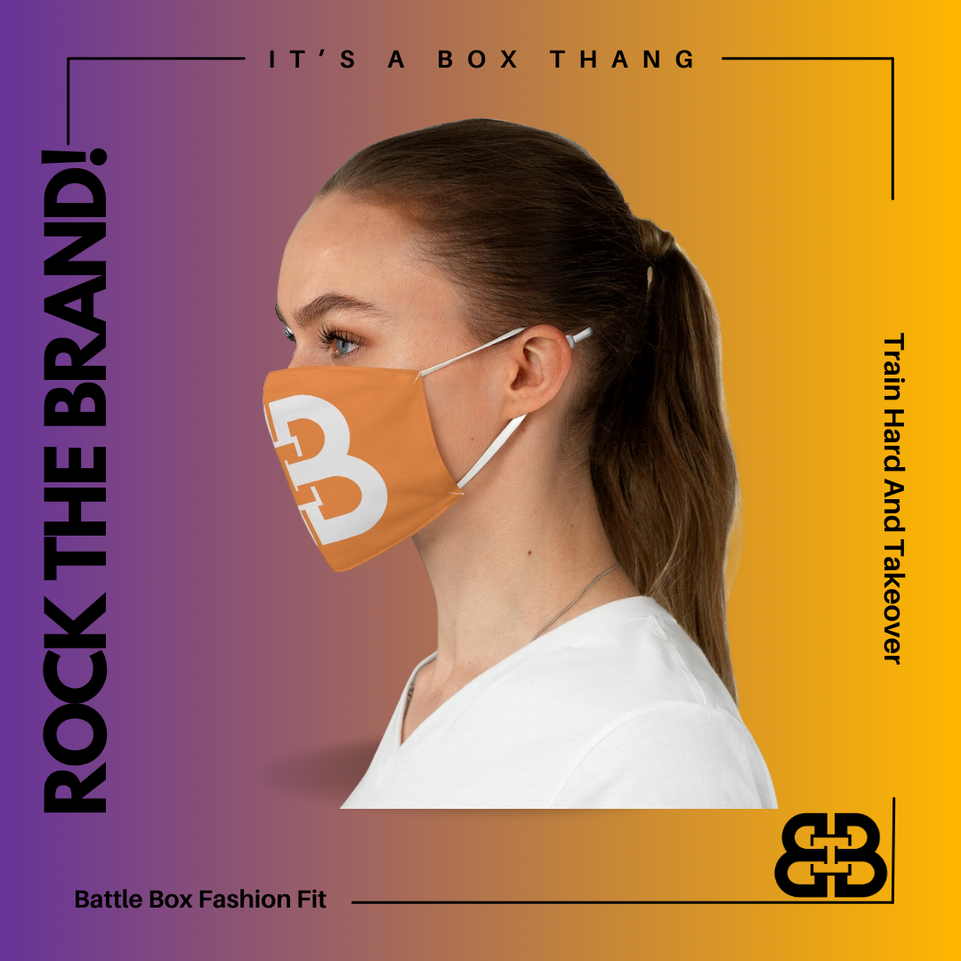 Orange Battle Box Fabric Face Mask