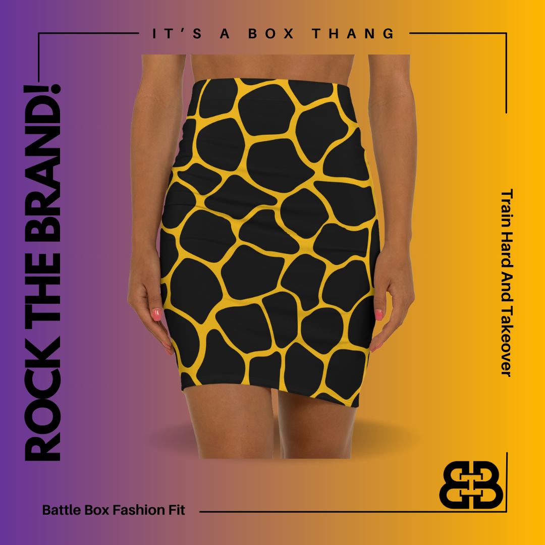 Battle Box Women's Black Yellow Cobble Mini Skirt-U6