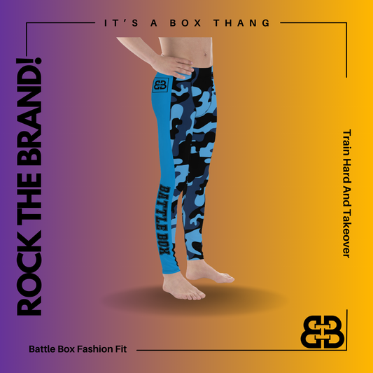 Battle Box Camo Black Teal Carolina Men's Leggings