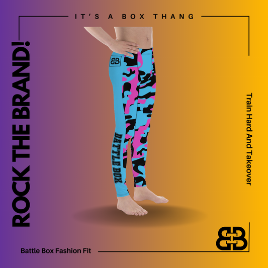 Battle Box Camo Black Teal Men's Leggings