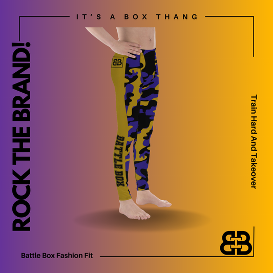 Battle Box Camo Men's Leggings Jaguars Purple Gold