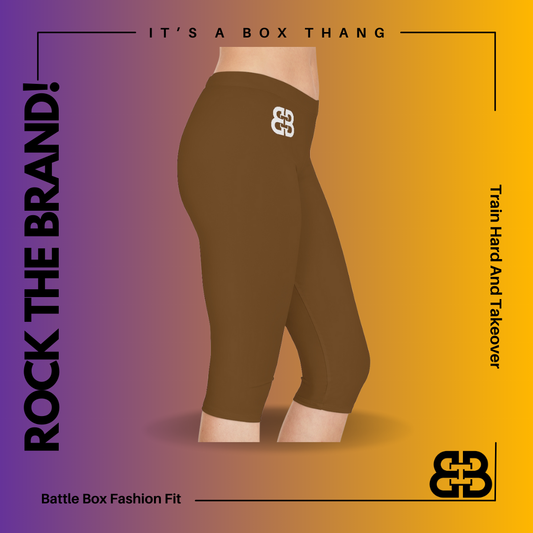Battle Box [BB] Women's Brown Capri Leggings