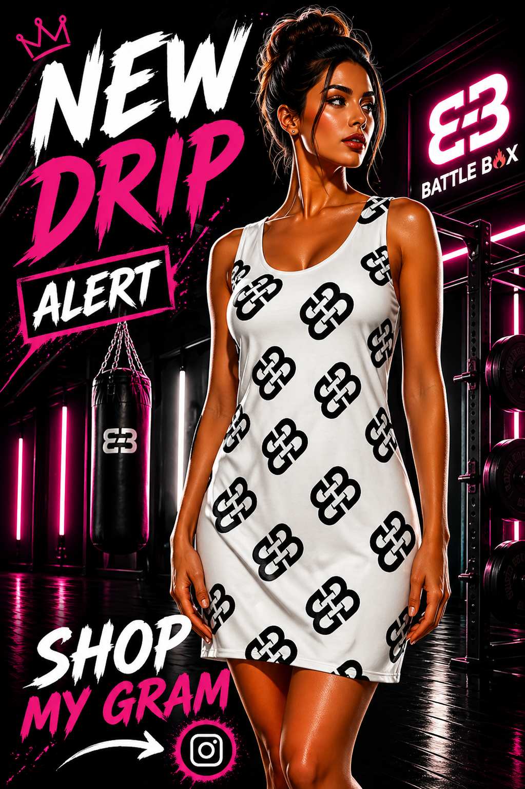 Battle Box Black White BB Tunic Racerback Top-CB
